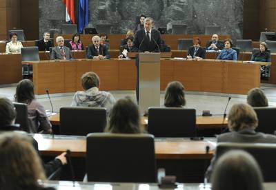 Predsednik republike dr. Danilo Türk se je udeležil 21. zasedanja nacionalnega otroškega parlamenta (foto: Nebojša Tejić/STA)