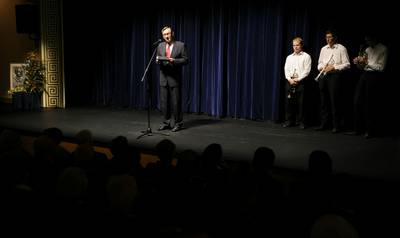 Predsednik republike dr. Danilo Türk se je udeležil slovesnega odprtja 25. Čufarjevih dnevov, festivala ljubiteljskih gledališč (foto: Nebojša Tejić/STA)