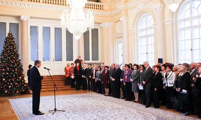 Predsednik republike dr. Danilo Türk in soproga Barbara Miklič Türk sta priredila sprejem za predstavnike humanitarnih organizacij (foto: Stanko Gruden/STA)