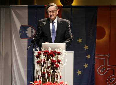 Predsednik republike dr. Danilo Türk se je udeležil slovesnosti ob 20. obletnici delovanja Zveze svobodnih sindikatov Slovenije (foto: Tina Kosec/STA)