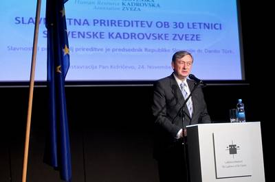 Predsednik republike dr. Danilo Türk se je udeležil slavnostne prireditve ob 30. obletnici Slovenske kadrovske zveze (foto: Stanko Gruden/STA)