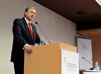 Predsednik republike dr. Danilo Türk se je udeležil mednarodne konference "Socialno podjetništvo: vektor sprememb v EU" (foto: Daniel Novakovič/STA)