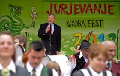 Predsednik republike dr. Danilo Türk je obiskal Slovenske Konjice, kjer se je udeležil tradicionalnega Jurjevanja (foto: Nebojša Tejić/STA)