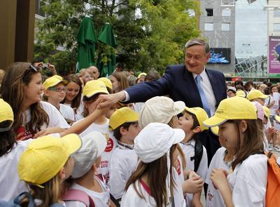 Predsednik republike dr. Danilo Türk se je udeležil prireditve "Zborovski BUM Maribor", uvodne prireditve festivala Art kamp, ki poteka v okviru 20. Festivala Lent (foto: Tina Kosec/STA)