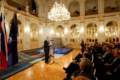 Predsednik republike dr. Danilo Türk se je udeležil zaključne prireditve ob 50. obletnici Pedagoške fakultete Univerze v Mariboru (foto: Stanko Gruden/STA)