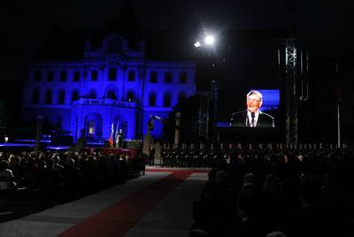Predsednik republike dr. Danilo Türk se je udeležil osrednje počastitve dneva državnosti in 20. obletnice samostojnosti Republike Slovenije, kjer je nastopil kot slavnostni govornik (foto: Nebojša Tejić/STA)