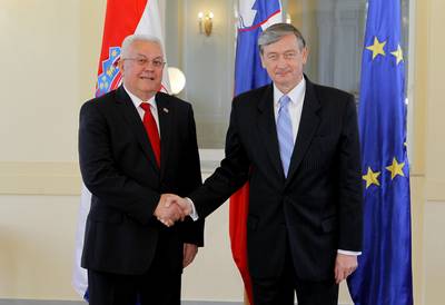 Predsednik Republike Slovenije dr. Danilo Türk je sprejel predsednika Hrvaškega sabora Luko Bebića (foto: Daniel Novakovič/STA)