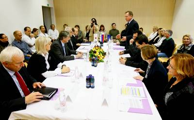 Predsednik republike dr. Danilo Türk se je srečal s predstavniki Medicinske fakultete Univerze v Ljubljani, Instituta za biokemijo, Centra za funkcijsko genomiko in biočipe ter podjetja DiaGenomi (foto: Stanko Gruden/STA)