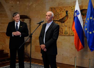 Predsednik republike dr. Danilo Türk je z Zlatim redom za zasluge odlikoval podjetje Pipistrel (foto: Nebojša Tejić/STA)