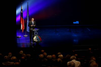Predsednik republike dr. Danilo Türk se je udeležil slavnostne akademije ob 85. obletnici ustanovitve organizacije TIGR in 100. obletnici rojstva tigrovca in partizana Ferda Kravanje – Petra Skalarja (foto: Stanko Gruden/STA)