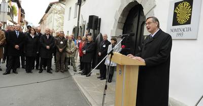 Predsednik republike dr. Danilo Türk se je udeležil slovesnosti Dan Kobariškega muzeja ob 20. obletnici delovanja muzeja (foto: Nebojša Tejić/STA)