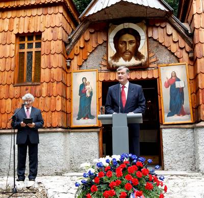 Predsednik Republike Slovenije dr. Danilo Türk se je udeležil spominske slovesnosti pri Ruski kapelici pod Vršičem (foto: Stanko Gruden/STA)