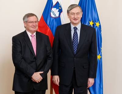 Predsednik republike dr. Danilo Türk je sprejel predsednika Mednarodne košarkarske zveze (Fiba) Yvana Maininija (foto: Stanko Gruden/STA)