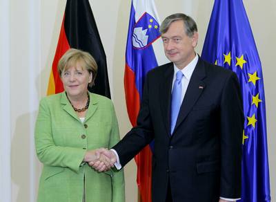 Predsednik Republike Slovenije dr. Danilo Türk je sprejel kanclerko Zvezne republike Nemčije Angelo Merkel (foto: Daniel Novakovič/STA)