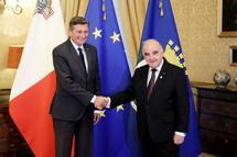 President Pahor meets the President of Malta, George Vella, before the official meeting of the Arraiolos Group in Valletta