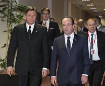 The President of the Republic of Slovenia, Borut Pahor, with the President of the French Republic, Francois Hollande, at the EU–Africa Summit