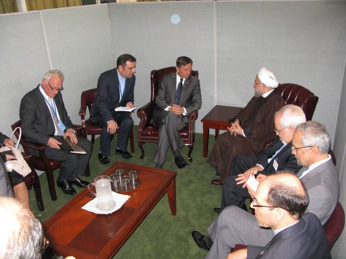 On the margins of the 69th UN General Assembly session, President Pahor meets with Iranian President Hassan Rouhani