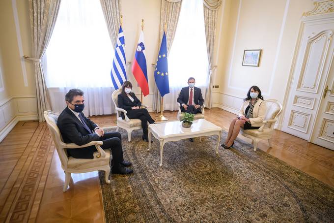 President Pahor hosts the president of the Hellenic Republic, Katerina Sakellaropoulou, at her first official visit abroad