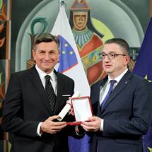 2. 12. 2022, Trento – President Pahor receives the Alcide De Gasperi international award for achievements in building Europe (Daniel Novakovič/STA)
