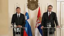 Predsednik Pahor s srbskim predsednikom Vučićem v Beogradu: “Samo hitrejša širitev EU lahko ohrani mir in varnost Zahodnega Balkana in zmanjša pomen izjav o spreminjanju meja.”