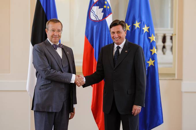 Predsednik republike Borut Pahor z estonskim predsednikom Toomasom Hendrikom Ilvesom