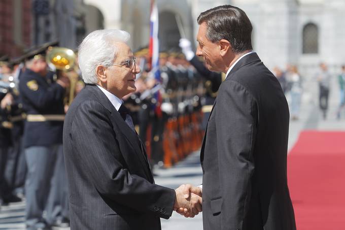 Predsednik Republike Slovenije Borut Pahor na prvem uradnem obisku v Republiki Sloveniji gosti predsednika Italijanske republike Sergia Mattarello