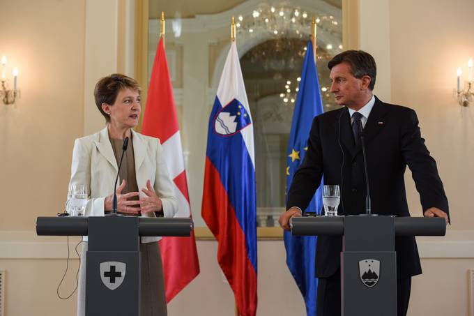 Predsednik Republike Slovenije Borut Pahor na uradnem obisku v Republiki Sloveniji gosti predsednico Švicarske konfederacije Simonetto Sommaruga.