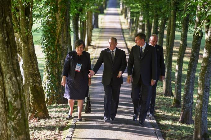 Obisk ruskega predsednika Vladimirja Putina v Republiki Sloveniji. Spominska slovesnost pri Ruski kapelici.
