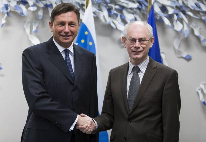 Predsednik republike Borut Pahor se je sestal s predsednikom Evropskega sveta Hermanom Van Rompuyem