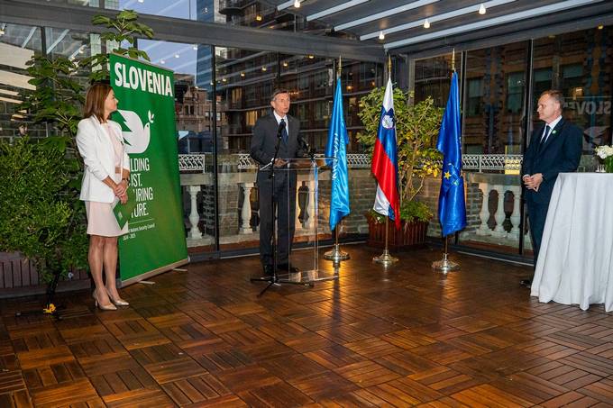 Predsednik Pahor na sprejemu v New Yorku uradno predstavil kandidaturo Slovenije za članstvo v Varnostnem svetu ZN