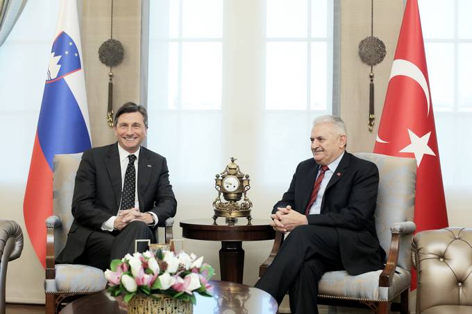 Predsednik Pahor je uradni obisk začel s srečanjem s predsednikom Vlade Republike Turčije Binalijem Yıldırımom