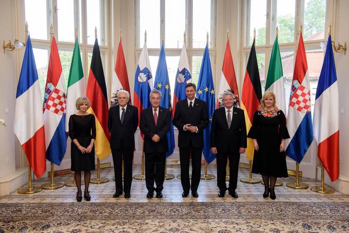 Tuji državniki na sprejemu v Predsedniški palači pred slovesnostjo ob dnevu državnosti in 25. obletnico osamosvojitve Slovenije