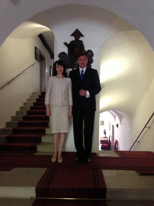 Predsednik republike Borut Pahor in gospa Tanja Pečar sta sprejela Njuni cesarski visokosti japonskega princa in princeso Akishino