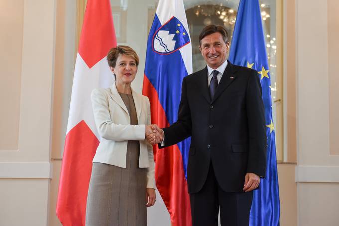 Predsednik Pahor na uradnem obisku v Sloveniji gosti predsednico Švicarske konfederacije Simonetto Sommaruga