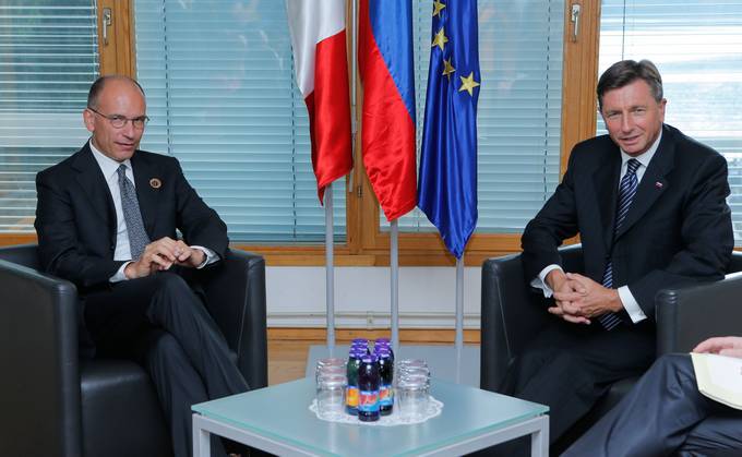 Predsednik republike Borut Pahor se je ob robu Strateškega foruma Bled srečal tudi s predsednikom Sveta ministrov Italijanske republike Enricom Letto