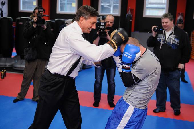 Predsednik republike je na treningu obiskal Dejana Zavca